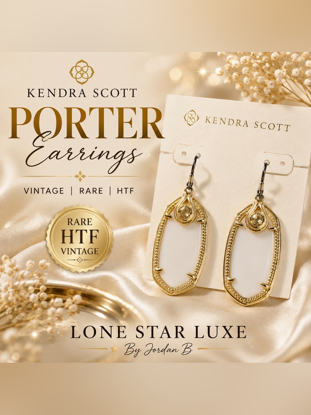 Kendra Scott Porter Gold and White Dangle Earrings
